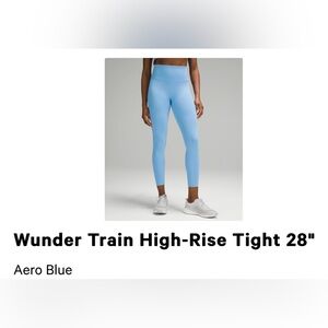 Lululemon Aero Blue Wunder Train leggings